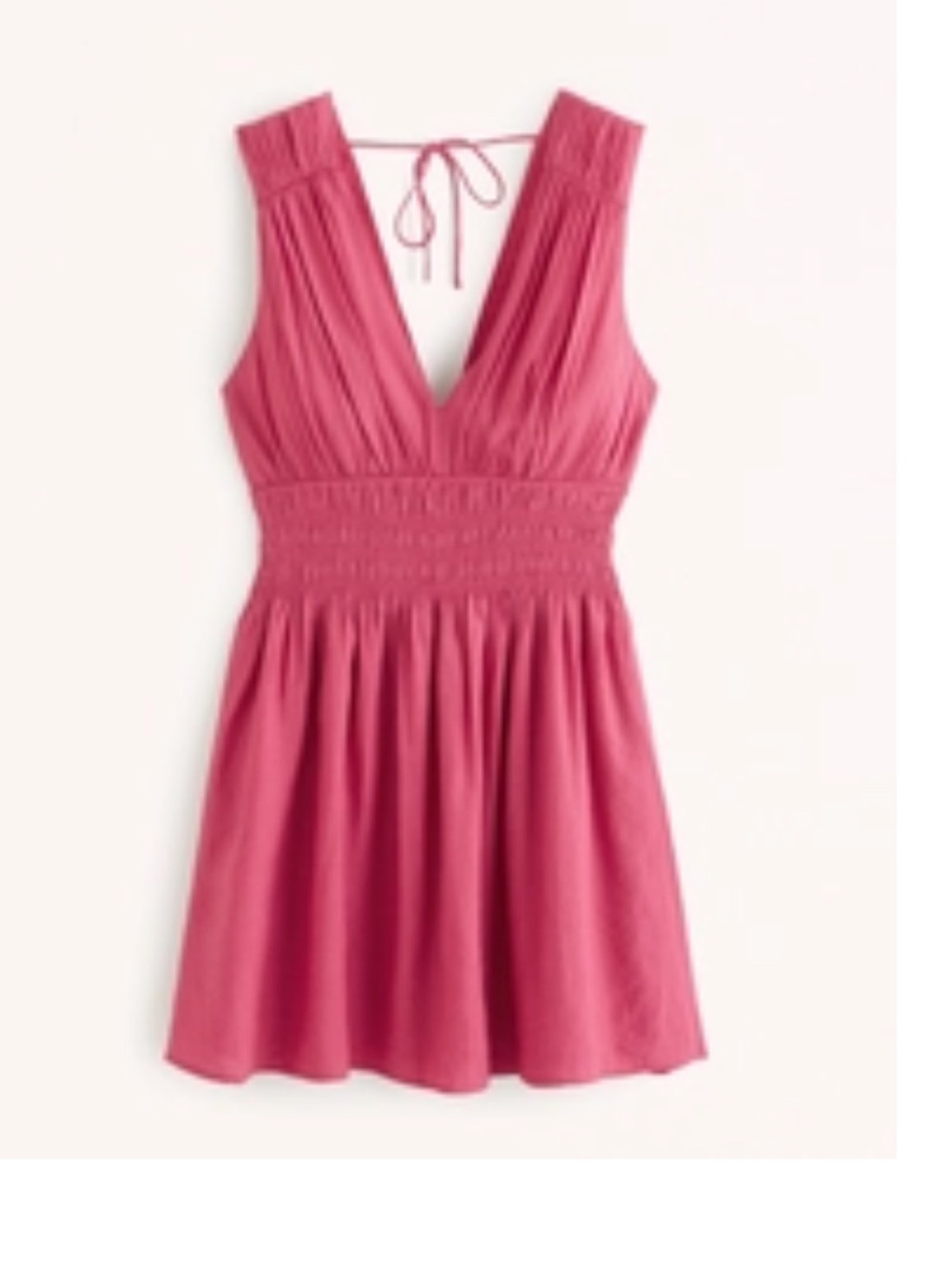Smocked Plunge Crinkle Mini Dress